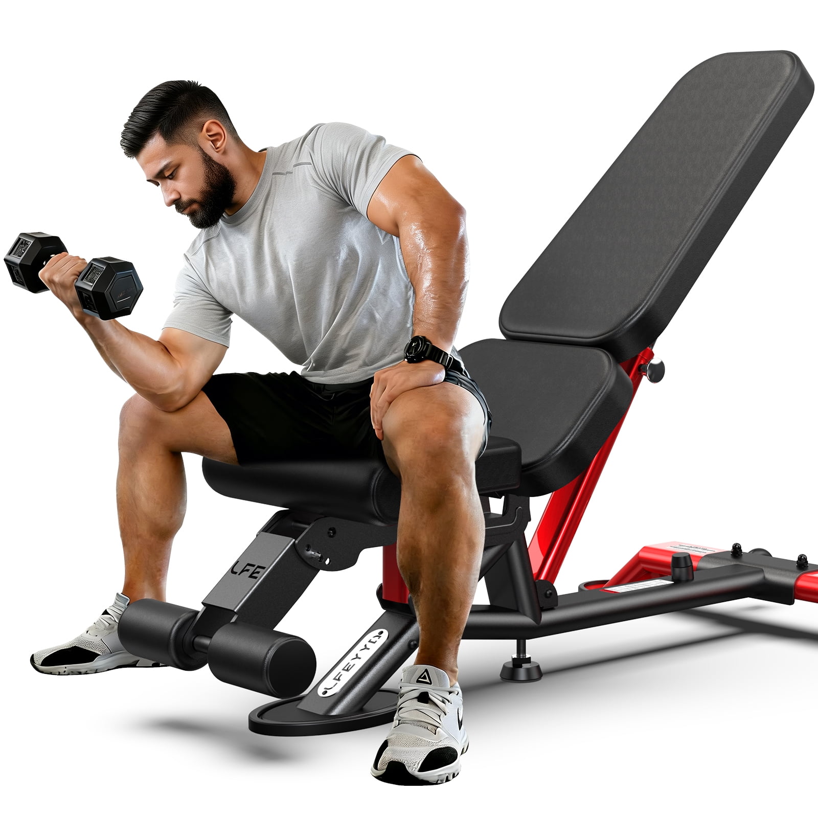 LNOW 2000LB Commercial Weight Bench | Adjustable Incline, Decline, Flat & Leg Extension Workout Bench for Heavy Duty Home Gym