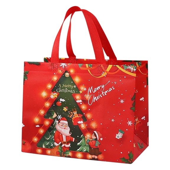 ZCSKFIN Large Reusable Non-Woven Christmas Bags with Handles, Holiday Decorative Bags for Grocery Shopping and Festive Gift Giving, Durable and Eco-Friendly Seasonal Tote for Errands and Presents