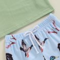 thumbnail image 5 of Toddler Baby Boy Girl Summer Clothes Duck/Goose Print Short Sleeves T Shirt Tops and Shorts Set Casual Farm Outfit, 5 of 7