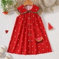 thumbnail image 2 of REDARER Toddler Girls' Summer Sleeveless Polka Dot Dress with Watermelon Print & Flutter Collar Ruffle Trim Button Front Holiday Party Kids Outfit,3-4 Years, 2 of 7