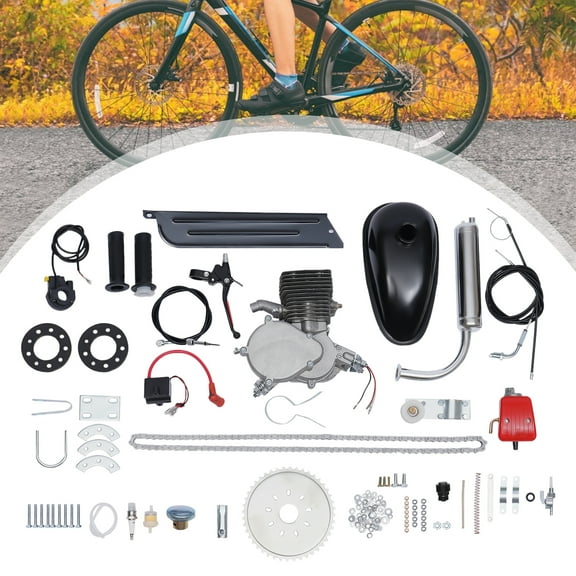 Peakora 100cc 2-Stroke Bicycle Engine Kit 44 Teeth Motorized Motor Bike Modified Set Low-Noise 440lbs Load Capacity Electric Bicycle Conversion Kit with 0.53gal Fuel Tank