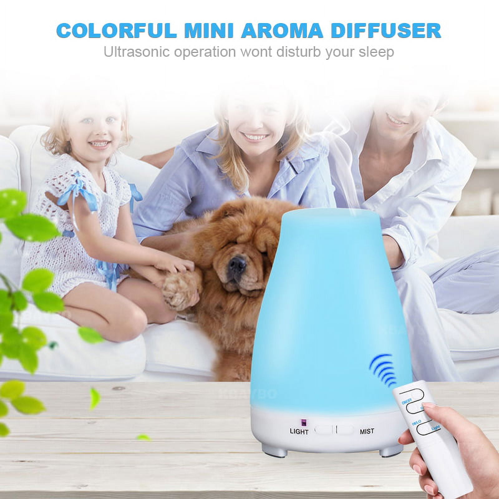 OUSITAI 7-Color LED Essential Oil Diffuser Aromatherapy Cool Mist Ultrasonic Humidifier for Home Office Bedroom Room USB Aromatherapy Humidifier