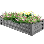 VEVORbrand Raised Metal Garden Bed, 48"x24"x10" Steel Garden Bed Square Planter Box, Gray Steel Plant Raised Garden Bed Kit, Compost Garden Bed for Outdoor
