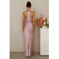 thumbnail image 2 of Women's Satin Halter Maxi Dress, Backless Lace-Up Evening Gown for Weddings and Formal Events, 2 of 3
