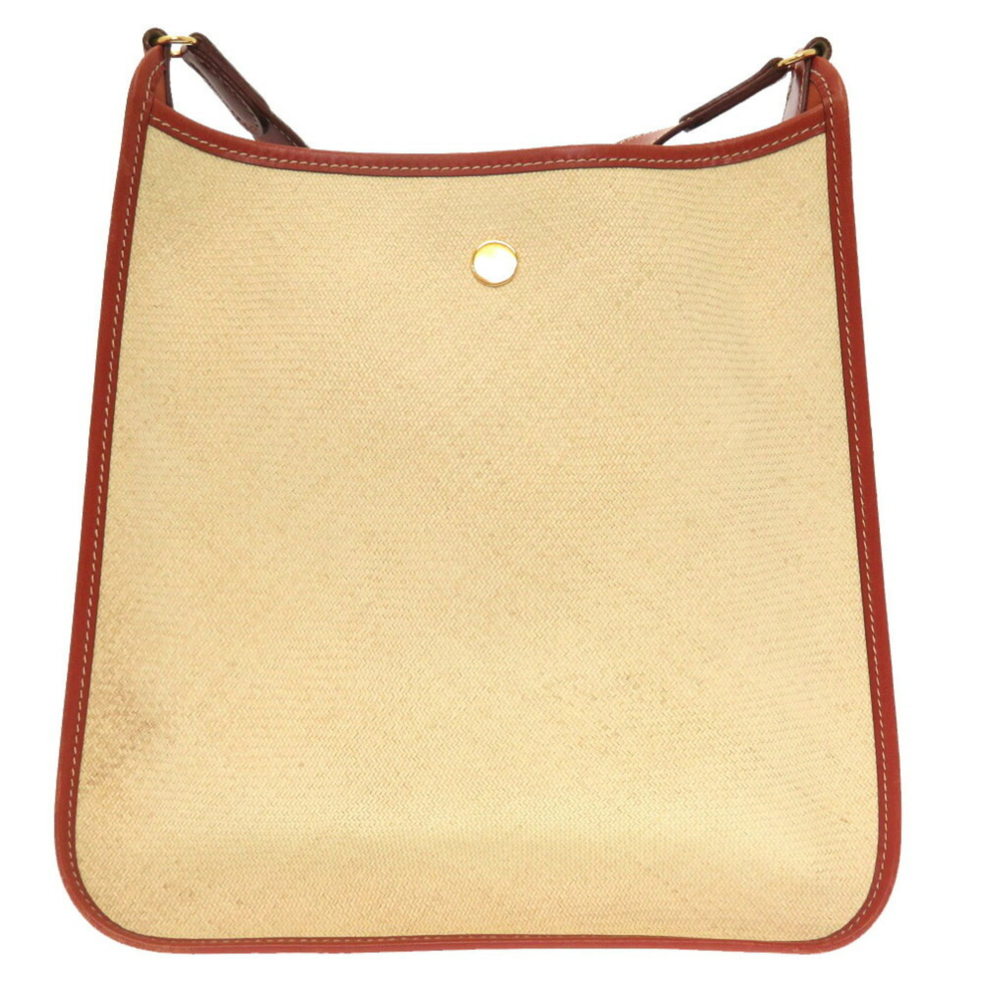 Authenticated Used Hermes Vespa PM Straw Beige Shoulder Bag Brown 