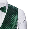 thumbnail image 4 of pstuiky Camisetas sin mangas para hombre, Blusa sin mangas con cuello en V, botones y pajarita con bolsillos estampados a la moda para hombre Camisas para hombres s, 4 of 7