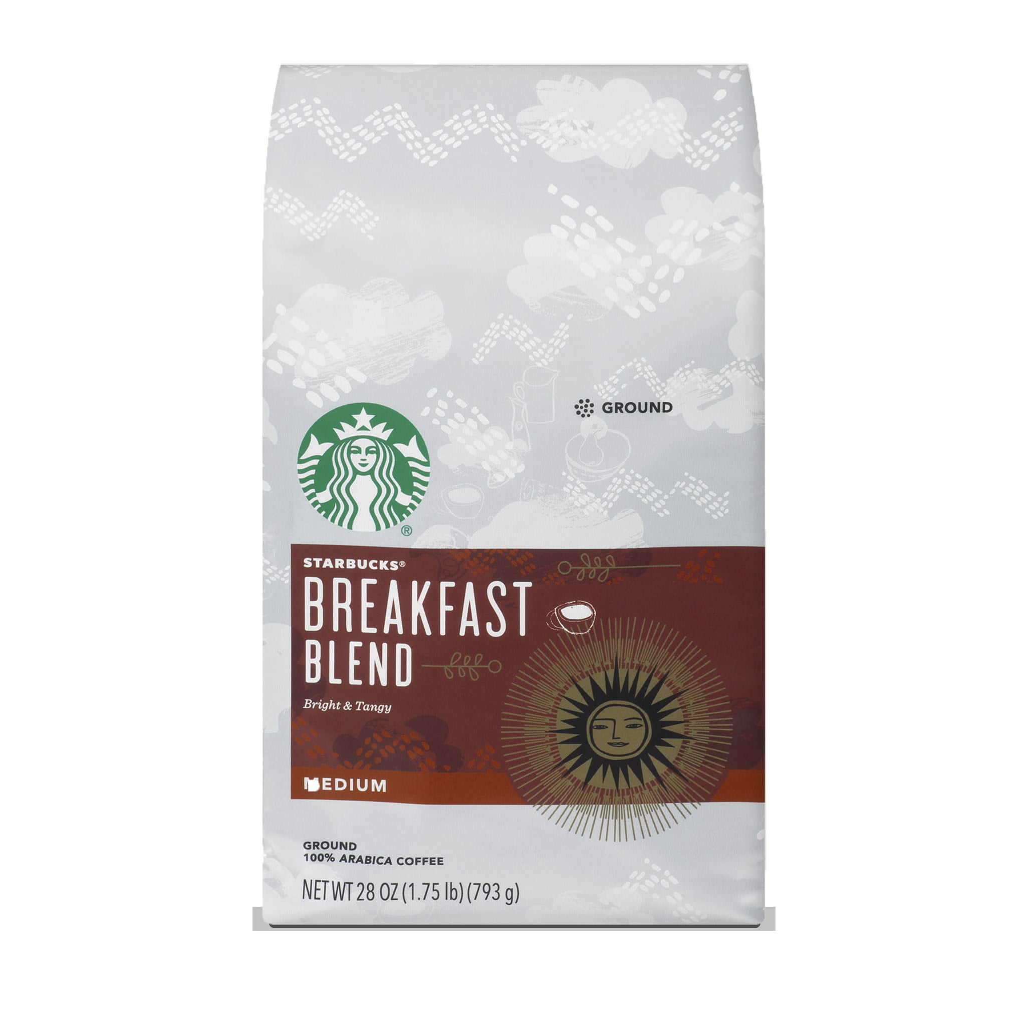 Starbucks Breakfast Blend Medium Roast Ground Coffee 28 Ounce Bag