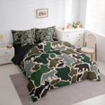 thumbnail image 2 of Manfei Cute Rabbit 7-Piece Twin Bedding,Rustic Camo Print Bedding Comforter Set,Green,Black Reversible, 2 of 7