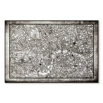 Elephant Stock City Map Of London Grunge Wall Art - Horizontal Canvas Wall Art - Living Room Wall Decor - Map Canvas - Gray And Beige Decor - 12" x 8"