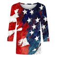 thumbnail image 4 of GERsome 4th of July Tops for Women Casual 3/4 Sleeve Crew Neck Patriotic American Flag T Shirts Loose Fit Blouses Summer Tees S-3XL, 4 of 4
