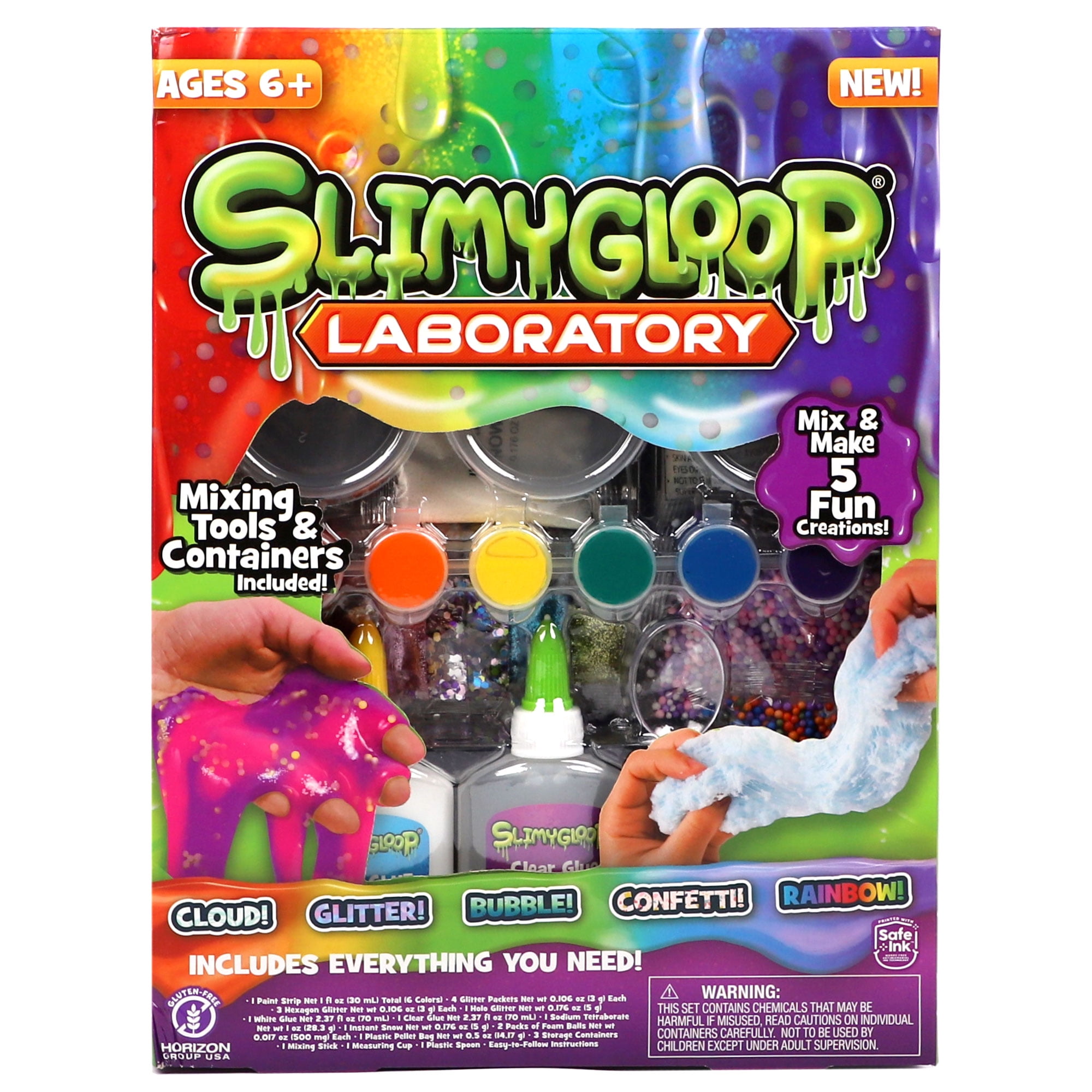 SLIMYGLOOP Laboratory, Mix & Make 5 Slime Creations, Includes Storage Containers