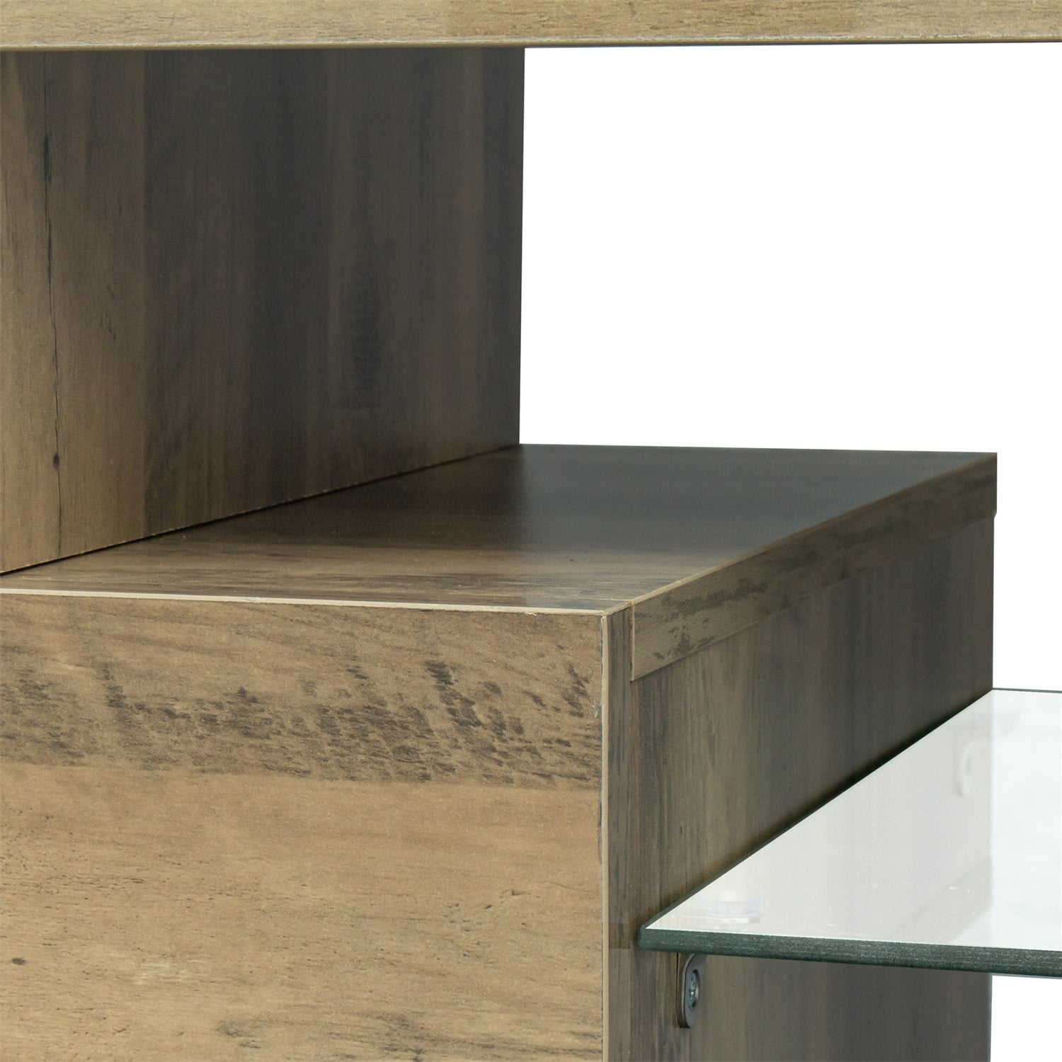 Kadyn TV Stand, Particle Board TV Cabinet Entertainment Center with LED RGB Lights and Storage, Grey Oak High Gloss TV Console Table for TVs up to 55"