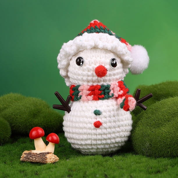 Hot6sl Ofertas Del Día Paquete Material de Crochet para Navidad: Papá Noel, Muñeco de Nieve, Ciervo, Bola de Lana Tejida a Mano