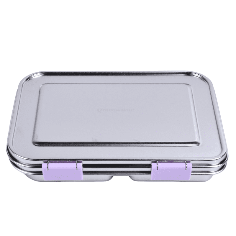 Greenwalnut Stainless Steel Leak Proof Lunch Box with Compartments – Bento Style Lunch Box ( Purple )