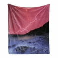 thumbnail image 1 of Nature Soft Flannel Fleece Throw Blanket, Thunderstorm Bolts with Vibrant Colorful Sky Like Solar Phenomenal Nature Picture, Cozy Plush for Indoor and Outdoor Use, 60" x 80", Pink Grey, by Ambesonne, 1 of 6