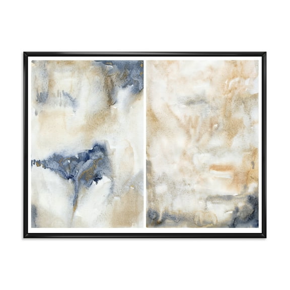 Abstract Gold Beige Pink and Dark Pastel Strokes 20 in x 12 in Framed Painting Canvas Art Print, by Designart