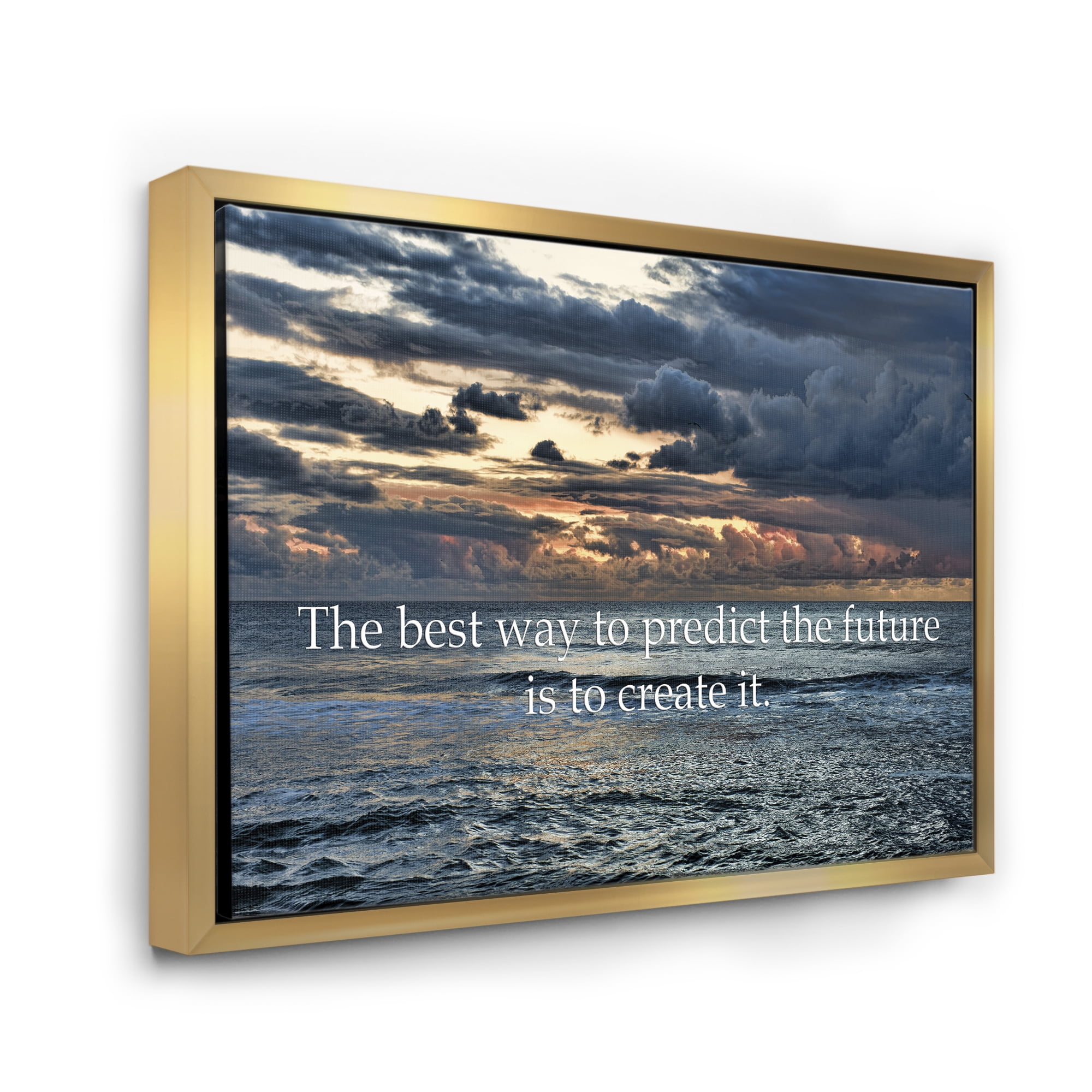 Designart 'The Best Way To Predict The Future Is To Create It Blue Ocean' Nautical & Coastal Framed Canvas Wall Art Print