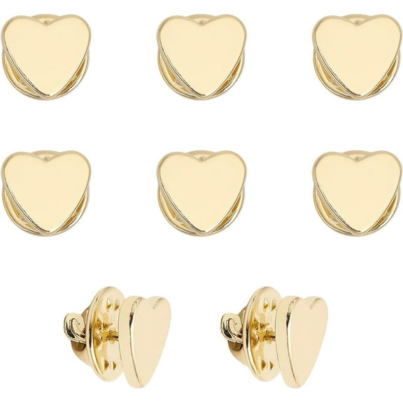 8Pcs Heart Brass Lapel Pins Brooches for Backpack Clothes Decorations Party Anniversary Accessories Gifts Golden 12x11x2mm DIY