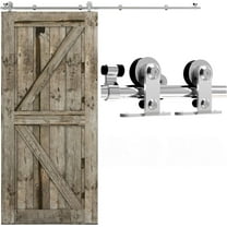 CCJH Stainless Steel 6.6FT Sliding Barn Door Hardware Kit Fit 39.6” Width Single Door T-Shaped Silver