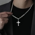 thumbnail image 5 of Silver Plated Link Cross Necklace,Curb Chain Cross Necklace,Simple Cross Hip Hop Jewelry, 5 of 6