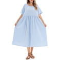 thumbnail image 1 of Vestido, Vestido suelto de mujer con bolsillos Puntos Manga corta Vestido de algodón festivo Tomshoo Aqua/XX-grande, 1 of 7