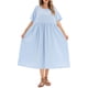 thumbnail image 1 of Vestido, Vestido suelto de mujer con bolsillos Puntos Manga corta Vestido de algodón festivo Abanopi Aqua/Pequeña, 1 of 7