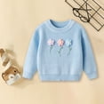 thumbnail image 2 of Zshosam Sweater for Teen Girl Cute Girls' Sweaters Casual Long Sleeve Pullover Sweater Kids Fall Winter Crew Neck Top Size 3T 4T,(Blue 3-4 Years), 2 of 9