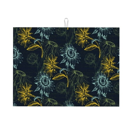 

Dish Drying Mat Sunflowers Bouquet Absorbent Microfiber Kitchen Mat Heat Resistant Drying Mat Kitchen Counter for Dishes Utensils Pots Pans Drainer Mats 18x24in