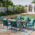 thumbnail image 2 of ALAULM 7-Piece Outdoor Patio Dining Set with Rectangle Metal Table and Chairs, Blue, 2 of 6