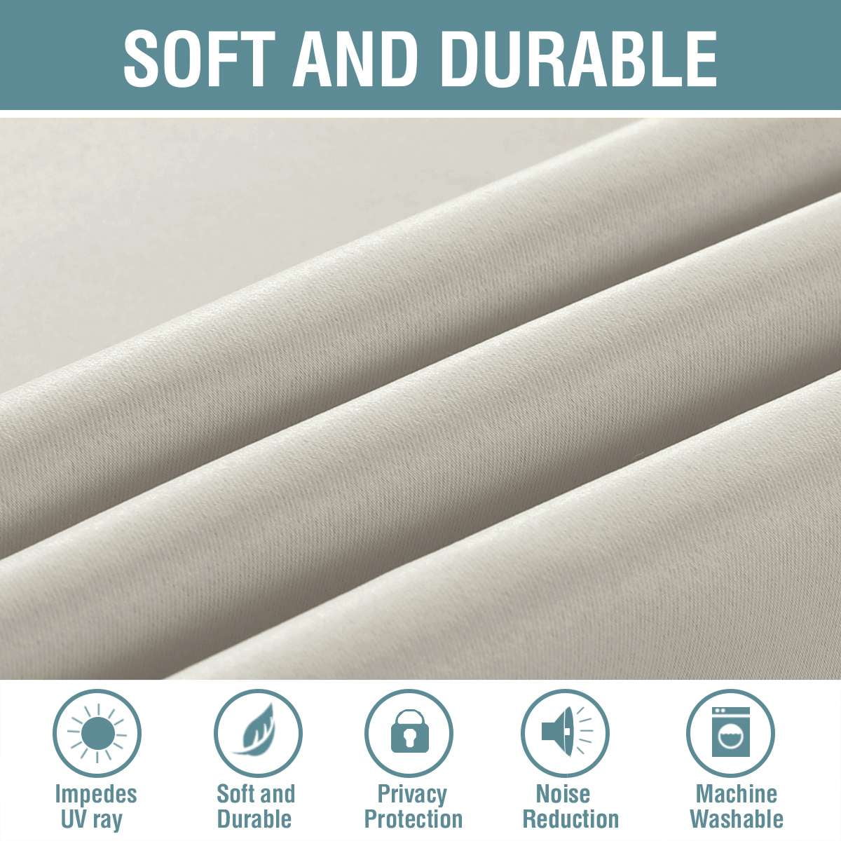 H.VERSAILTEX Blackout Thermal Insulated Window Curtains Bedroom Darkening Black out Drapes for Living Room Back Tab/Rod Pocket Draperies, 2 Panels, 52" x 63", Ivory/Cream
