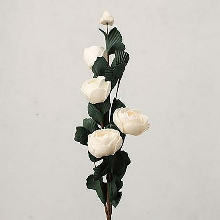 Faux Silk Artificial Flower PE French Rose Bloom Stem Set in Red 25 T –  RusticReach