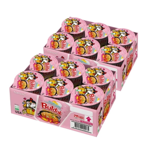 Samyang Buldak Ramen au Poulet Épicé Carbonara 3,7 Oz (6 Bols) - Lot de 2 - Total de 12 Bols
