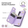 thumbnail image 5 of JTCASES for Samsung Galaxy S23 Plus Case, PU Leather Lychee Pattern Zipper Purse Finger Ring Buckle Card Slots Stand Shell for Samsung Galaxy S23 Plus Wear-resistant Shockproof Wallet Cover, Purple, 5 of 8