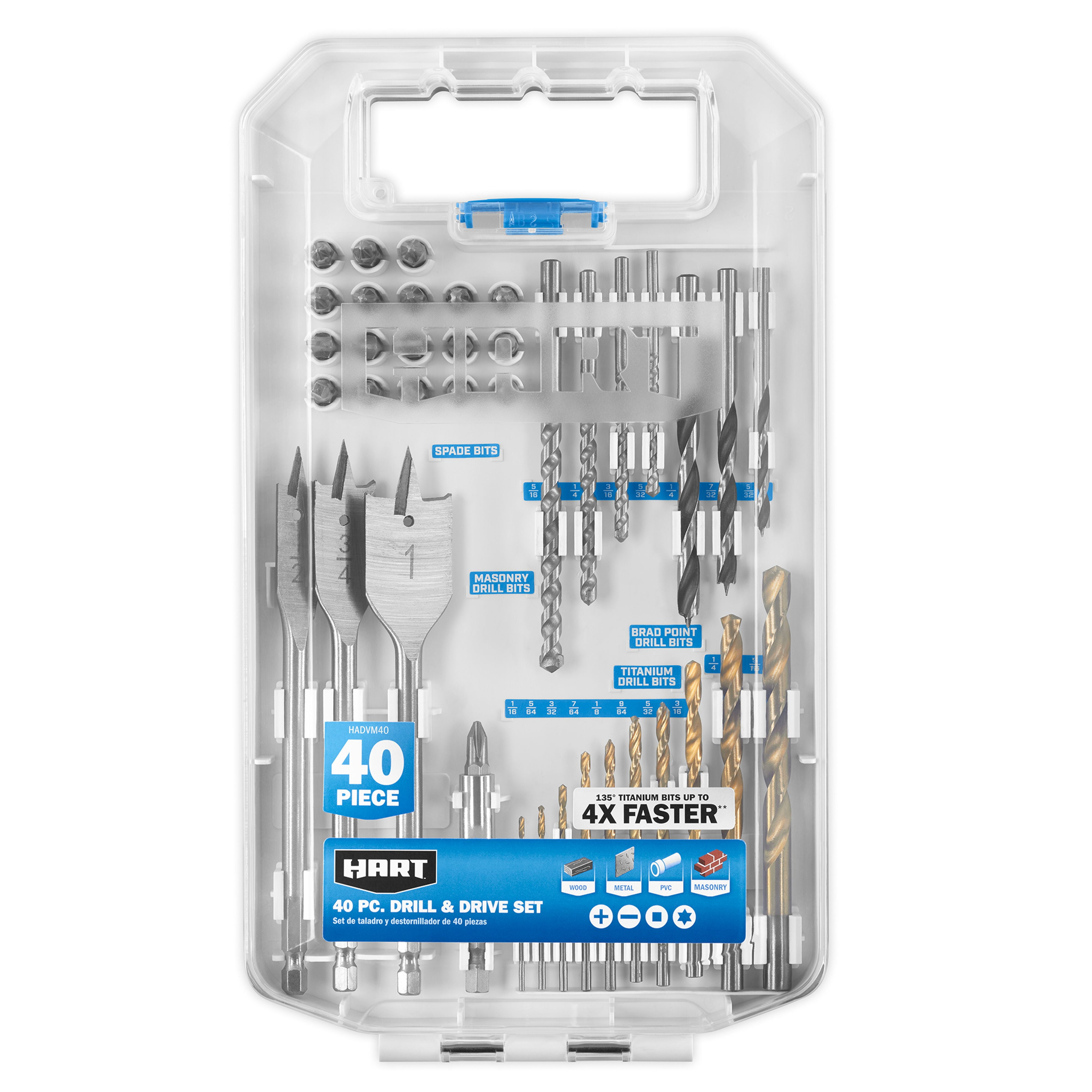 HART 40-Piece Assorted Drill and Drive Bit Set with Storage Case