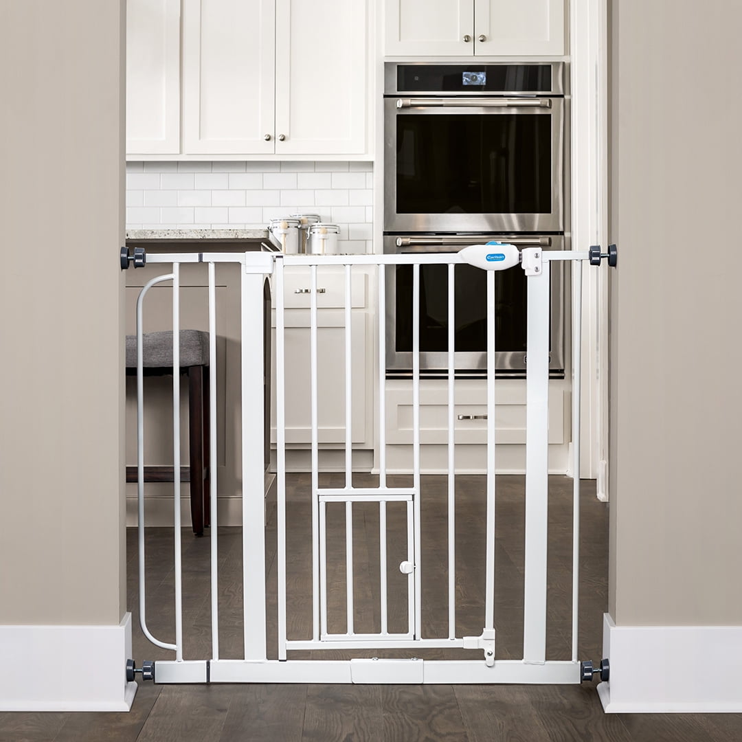 Carlson extra wide walk through pet gate with small pet clearance door