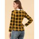 thumbnail image 5 of INSPIRE CHIC Blusaa Cuadros Cuello Peter Pan Manga Abullonada En Contraste Camisa Para Mujer Amarillo M, 5 of 6