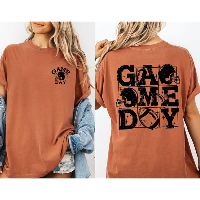 Game Day, Front and Back, Football, Sports, Big Game, Touchdown, Tailgate Party, Comfort C - As Picture - L
