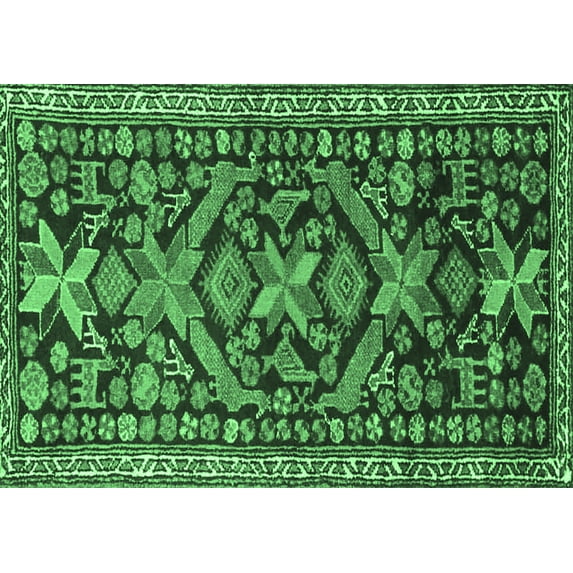 Ahgly Company Indoor Rectangle Persian Emerald Green Traditional Area Rugs, 6' x 9'