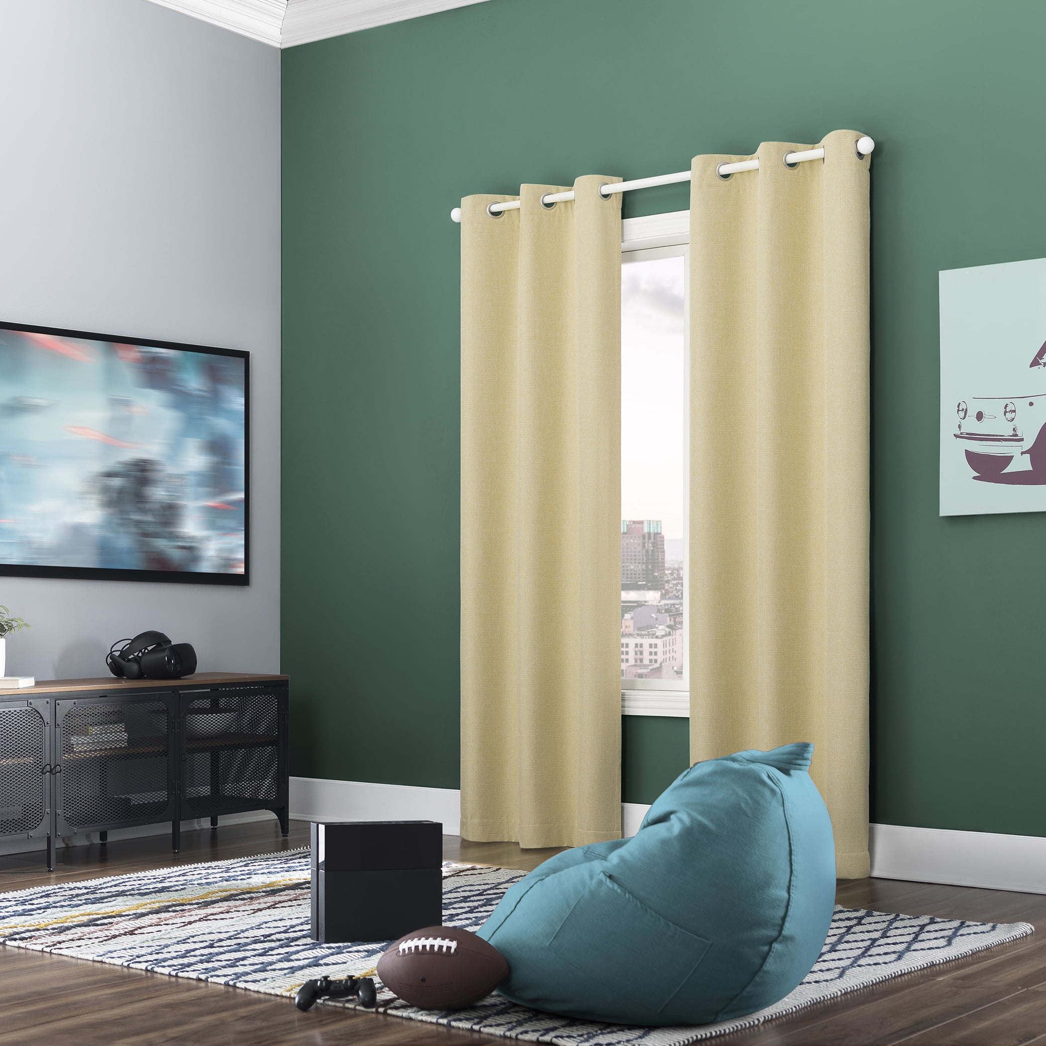 Sun Zero Miles 100% Blackout Grommet Single Curtain Panel in Yellow 40" x 84"