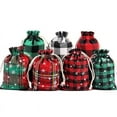thumbnail image 2 of Zhuge 10pcs Christmas Drawstring Bags with Snowflake Pattern Buffalo Plaid Favor Bags Linen Cloth Gift Treat Bag for Christmas Birthday Party (3.93 x 5.51Inch,Red Green), 2 of 4