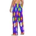 thumbnail image 6 of Colorful Flower Pattern Men's Lightweight Pajama Bottoms Stretch Elastic Waist Side Pockets Spring Fall, 6 of 7