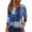 Blue, variant on Women's Vintage Print V-Neck T-Shirt Featuring Button Detail and 3/4 Sleeve, Perfect for Casual Wear, Spring Fall Season, Weekend Activities, and Retro Style,Navy S