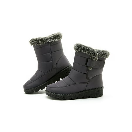 

Kesitin Womens Winter Boot Cotton Lining Comfort Shoes Magnetic Snow Boots Non-slip Waterproof Shoe Driving Low Calf Short Bootie Gray 10