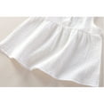 thumbnail image 5 of Little Girl Clothes Cotton Linen Sleeveless Ruffle Tank Tops Smocked Shorts Sets (White 3-4 Years), 5 of 7