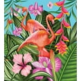 thumbnail image 3 of Flamingo Duvet Cover Set, Illustration of Animal Tropical Garden Hibiscus Flower Plant Vintage, Decorative 2 Piece Bedding Set with 1 Pillow Shams, Twin Size, Green Pink Blue, by Ambesonne, 3 of 3