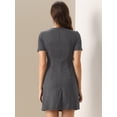 thumbnail image 3 of DARING DIVA Round Neck Short Sleeve Pencil Sheath Dress M Gray Houndstooth, 3 of 6