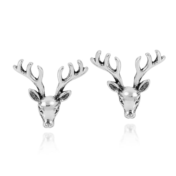 Boucles d'Oreilles Clous en Argent Sterling Tête de Cerf Majestueux / Boucles d'Oreilles Clous en Argent Sterling pour Femmes / Boucles d'Oreilles Clous Cerf / Boucles d'Oreilles Clous
