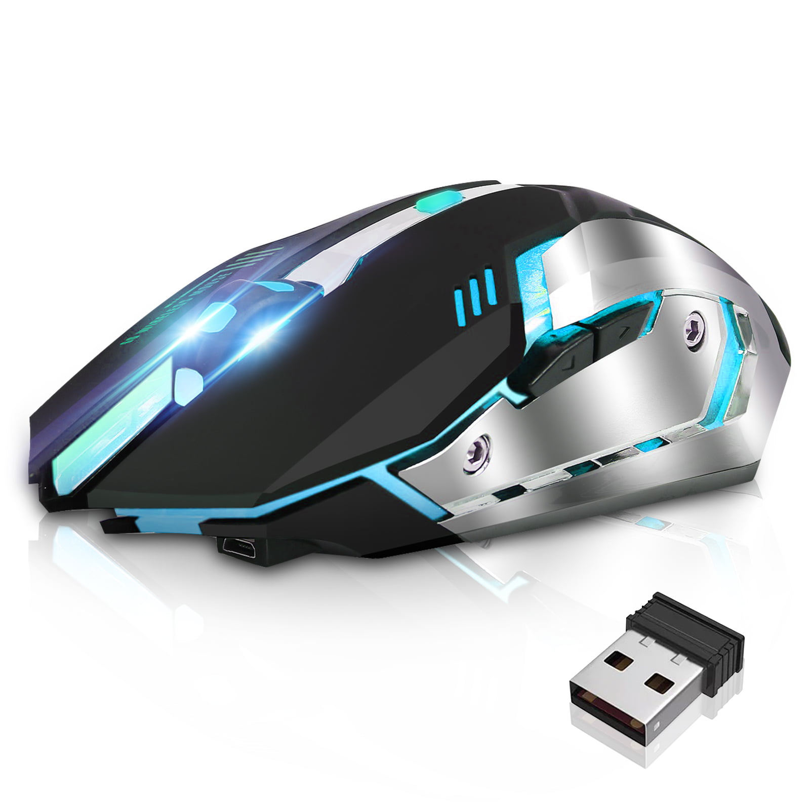 White Light Up Computer PC USB Mouse Used for Games and Office 4 Adjustable DPI Levels 6 Programmable Buttons and 4 Circular & Breathing LED Light LINGYI Wired Gaming Mouse 
