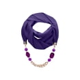 thumbnail image 2 of MKKAS Chic Chiffon Jewelry Scarf - Lightweight Breathable Wrap with Built-in Pendant, Vintage Aesthetic, Purple, Chiffon Jewelry Scarf, Pendant, 2 of 3