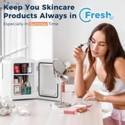 Havato Mini Fridge, Portable 4L/6 Can Personal Cooler – Skincare Fridge, Small Compact Refrigerator,White